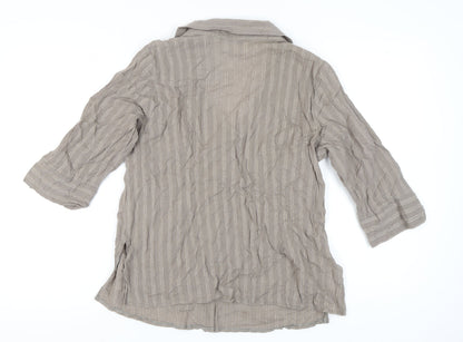 Womens UK Size 18 Evans Beige Basic Button-Up