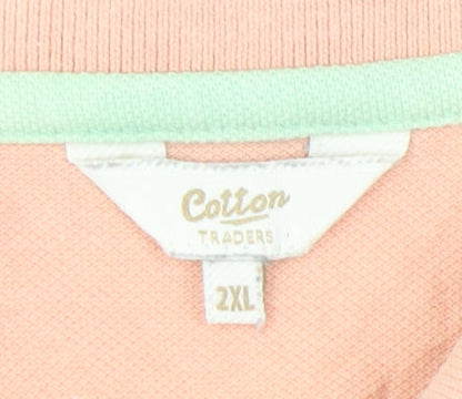 Cotton Traders Men's Pink 2XL Polo Short Sleeve