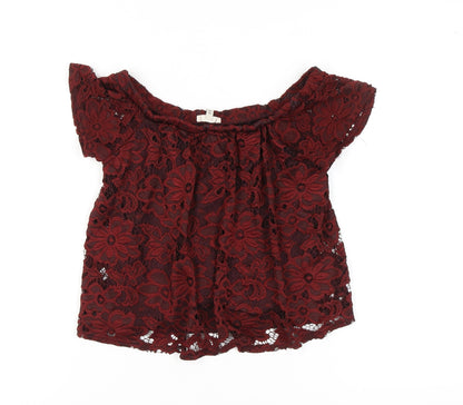 Womens UK Size 6 River Island Red Basic Blouse