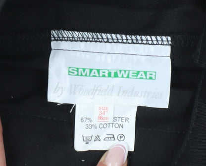 Smartwear Men's Black Cargo Trousers, Size 34, Regular Fit