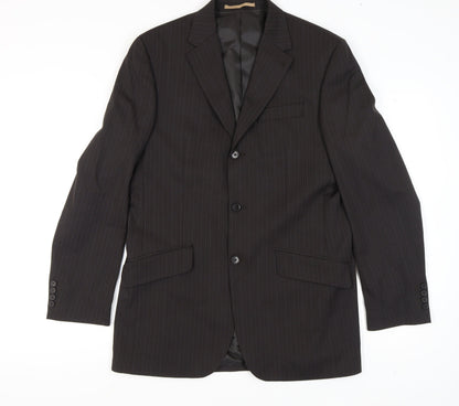 Next Men's Black Striped Blazer 40L Long Jacket