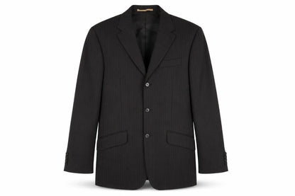 Next Men's Black Striped Blazer 40L Long Jacket
