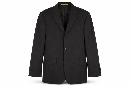 Next Men's Black Striped Blazer 40L Long Jacket