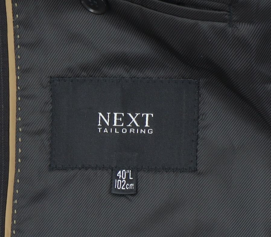 Next Men's Black Striped Blazer 40L Long Jacket