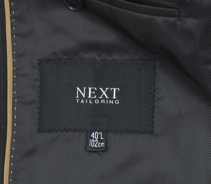 Next Men's Black Striped Blazer 40L Long Jacket