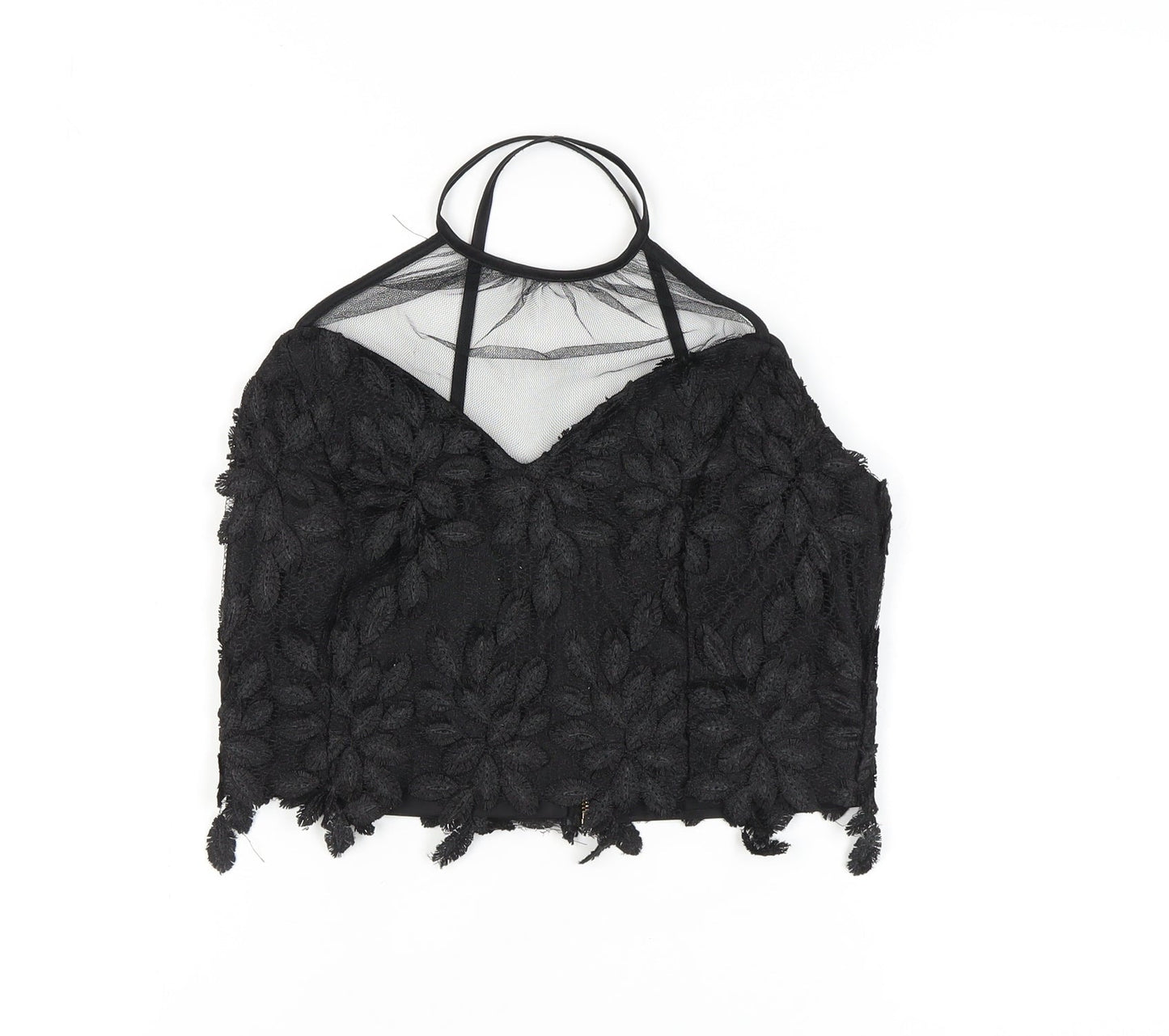 Womens UK Size 12 River Island Black Cropped Blouse