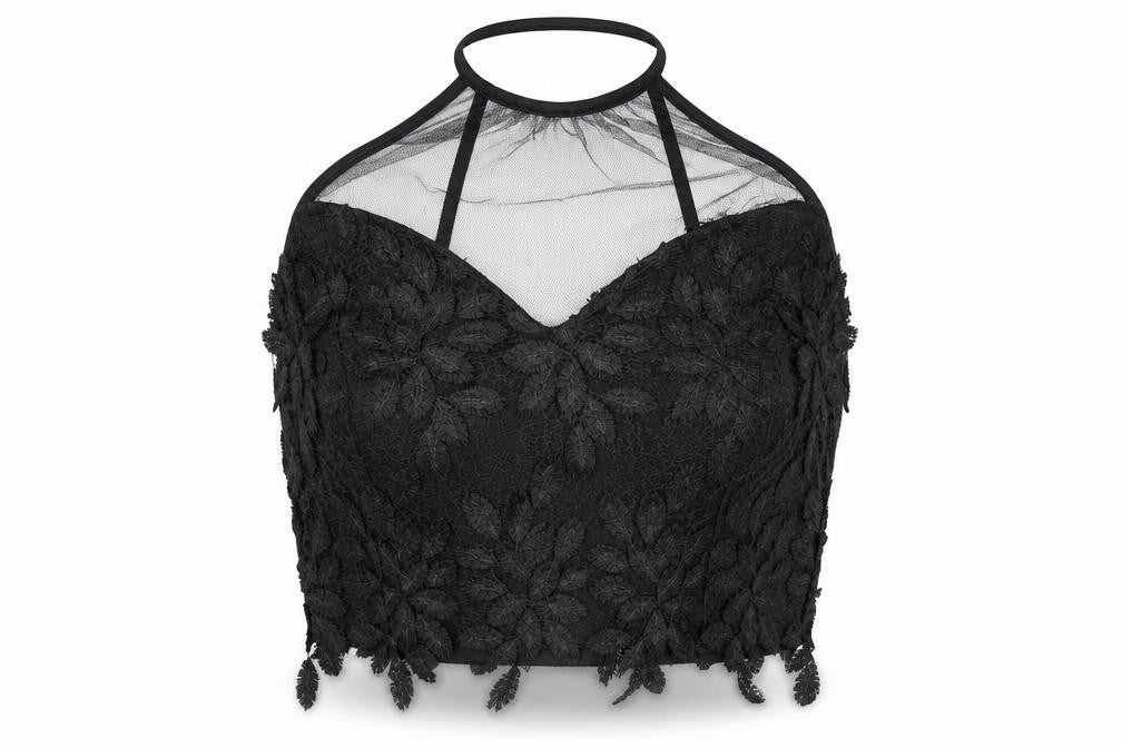 Womens UK Size 12 River Island Black Cropped Blouse