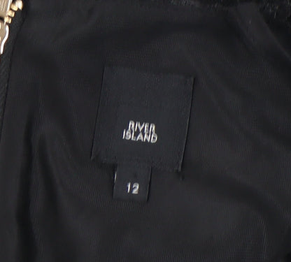 Womens UK Size 12 River Island Black Cropped Blouse