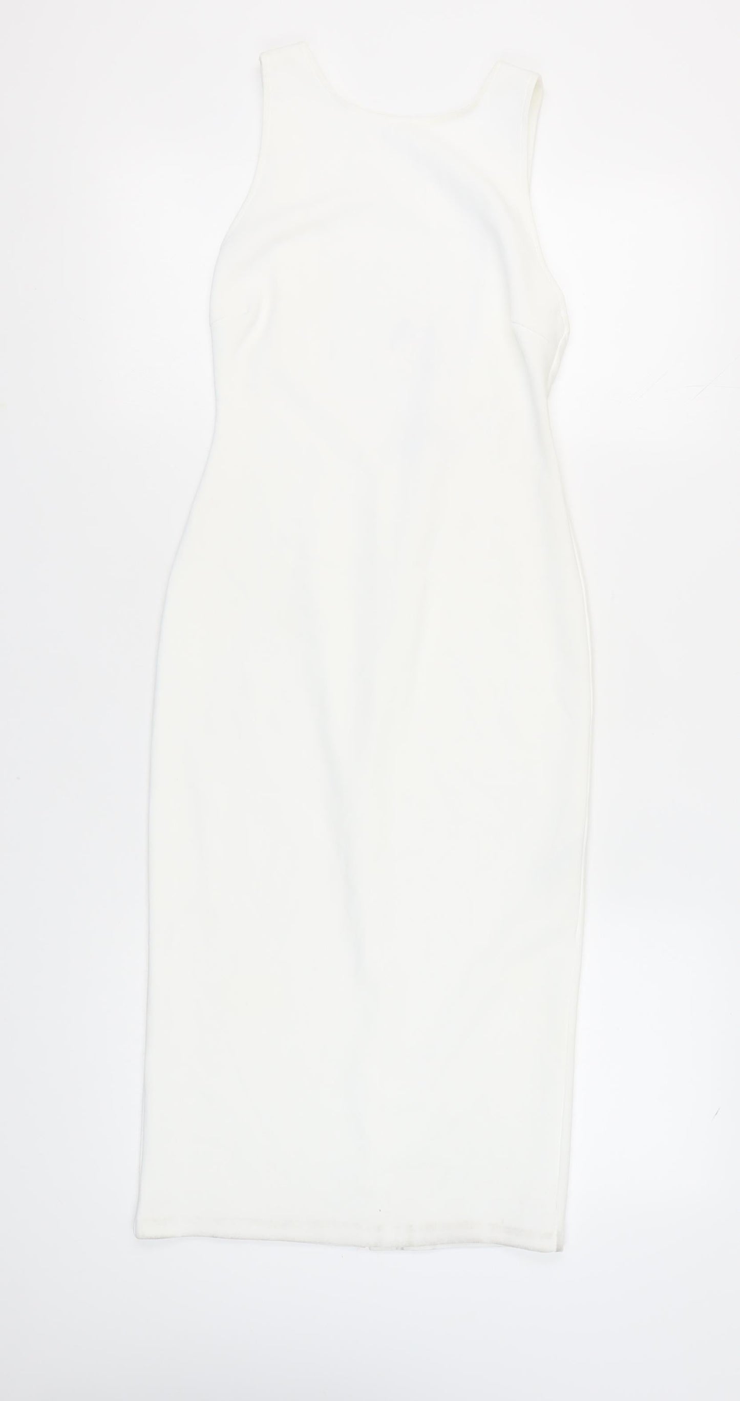 Zara Women's White Sleeveless Dress - Size S