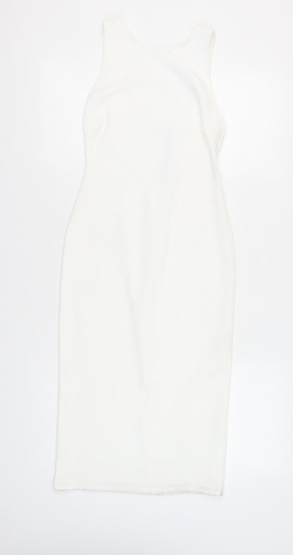 Zara Women's White Sleeveless Dress - Size S
