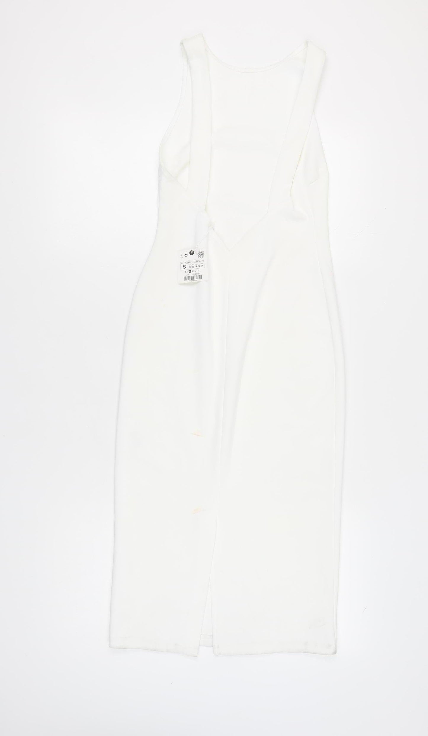 Zara Women's White Sleeveless Dress - Size S