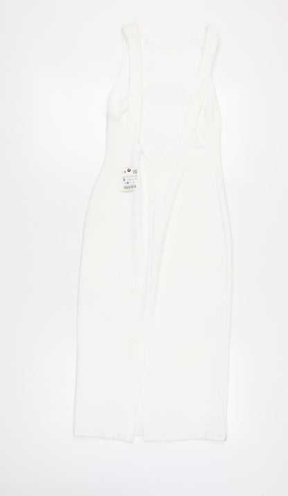 Zara Women's White Sleeveless Dress - Size S