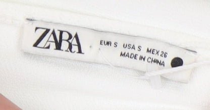 Zara Women's White Sleeveless Dress - Size S