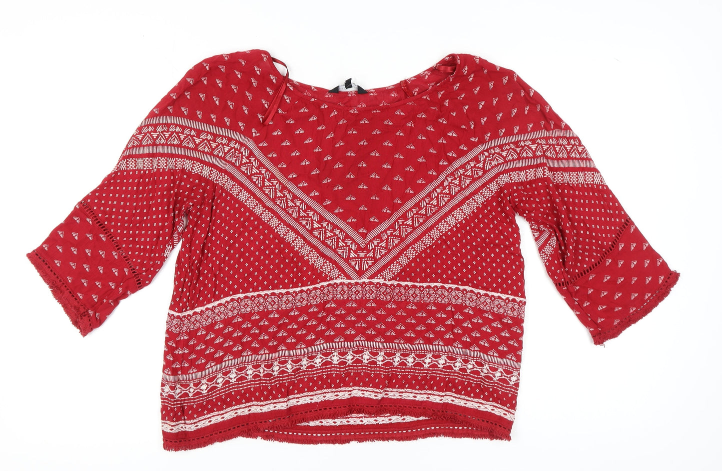 New Look Women's Red Geometric Tunic Blouse Size 12