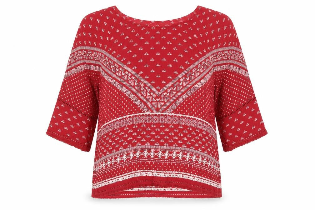 Womens UK Size 12 New Look Red Tunic Blouse