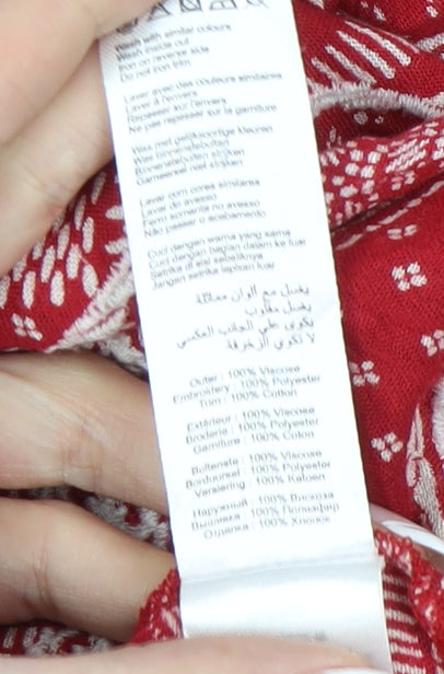 New Look Women's Red Geometric Tunic Blouse Size 12