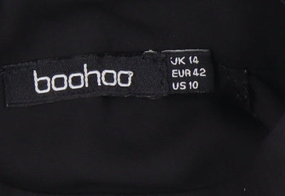 Boohoo Women's Black High Neck Top, Size 14