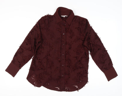 H&M Women's Red Button-Up Shirt, S, Collared, Classic Style