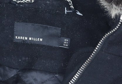 Womens UK Size 8 Karen Millen Black Parka Coat