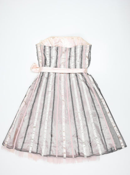 Debut Women's Pink Strapless Satin Party Dress, Size 14
