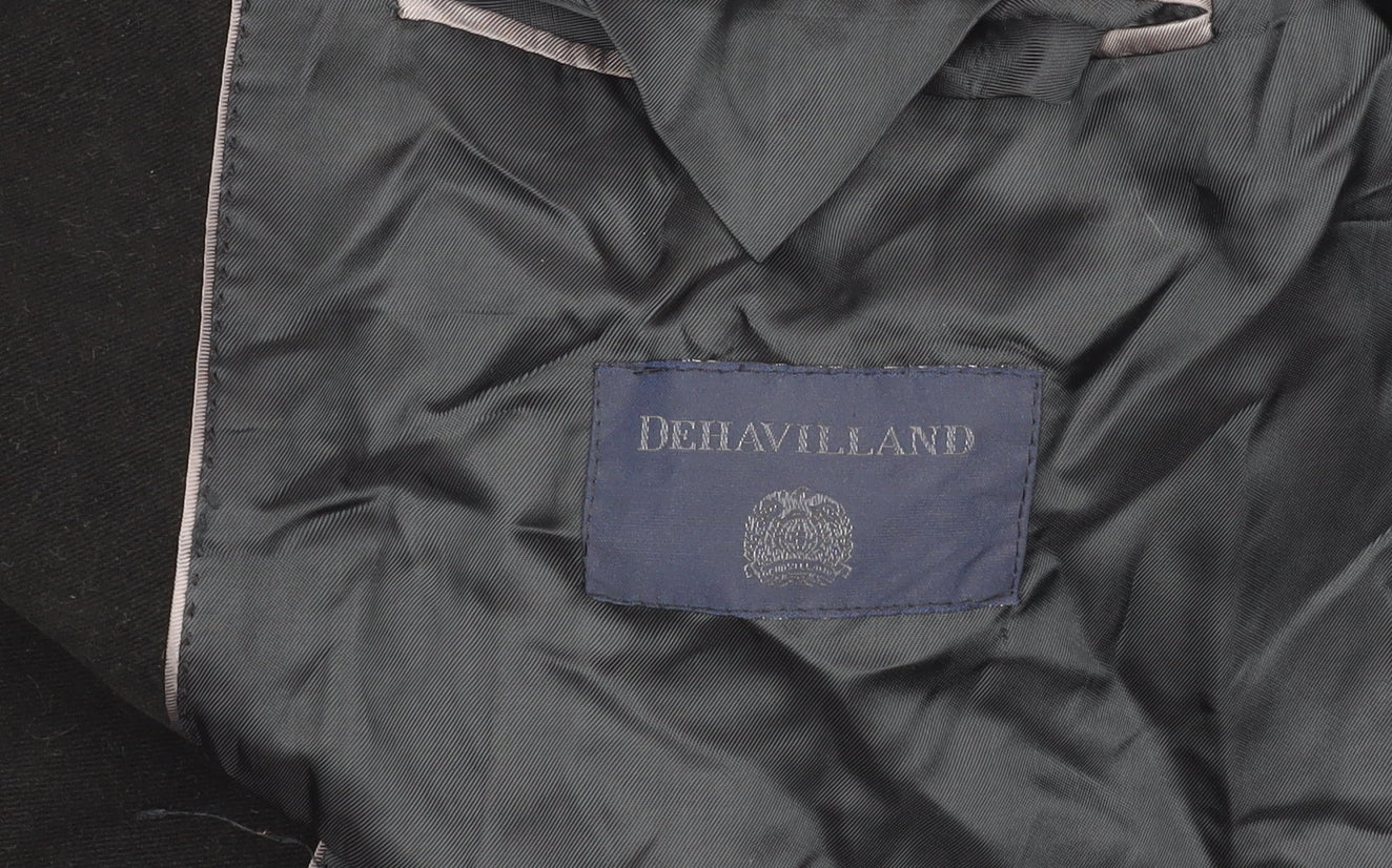 Mens UK Size L Dehavilland Black Overcoat
