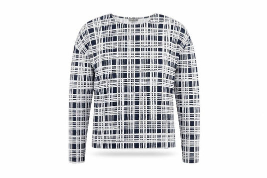 Front view of Jaeger Women's XS Blue Geometric Long Sleeve Top