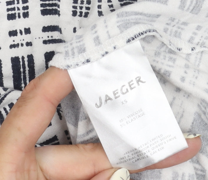 Jaeger Women's XS Blue Geometric Long Sleeve Top