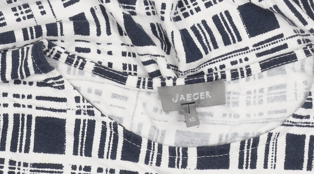 Jaeger Women's XS Blue Geometric Long Sleeve Top