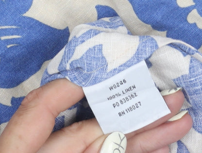 Boden Women's Blue Floral A-Line Linen Skirt Size 10