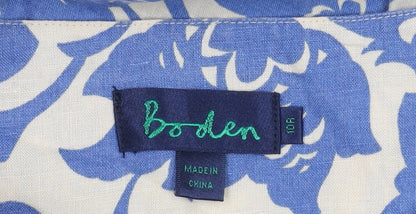 Boden Women's Blue Floral A-Line Linen Skirt Size 10