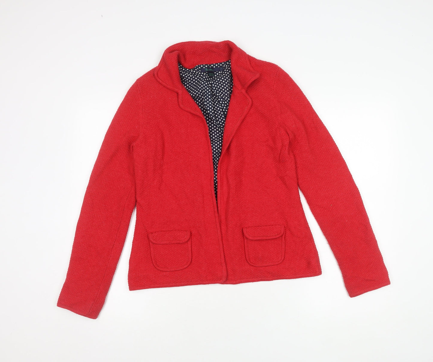 Boden Women's Red Blazer Size 10 Polka Dot Lined