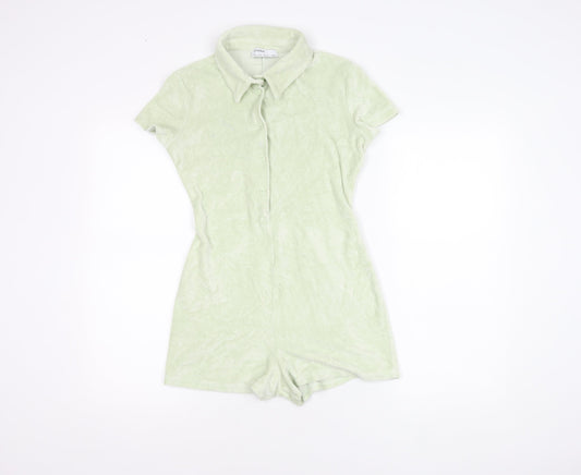 Bershka Women's Green Short Sleeve Playsuit S
