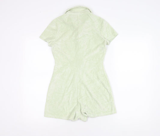 Bershka Women's Green Short Sleeve Playsuit S