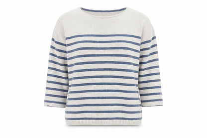 FatFace Women's Ivory & Blue Striped Pullover, Size 12