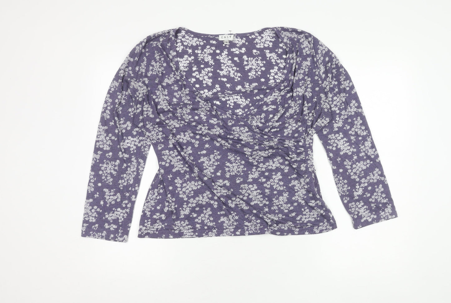 East Women's Purple Floral Wrap Blouse Size 16