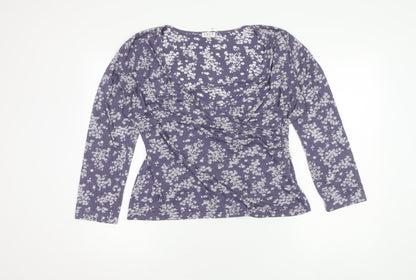 East Women's Purple Floral Wrap Blouse Size 16