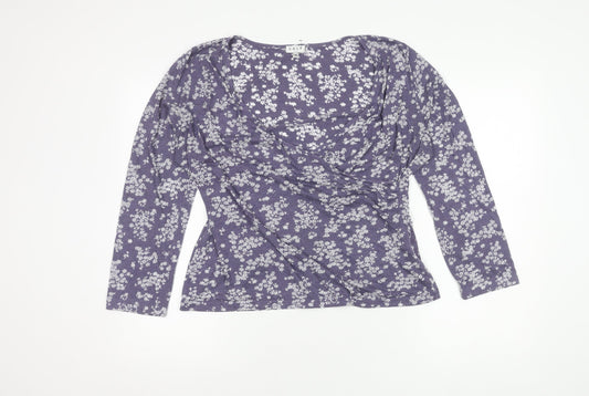 East Women's Purple Floral Wrap Blouse Size 16