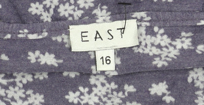 East Women's Purple Floral Wrap Blouse Size 16