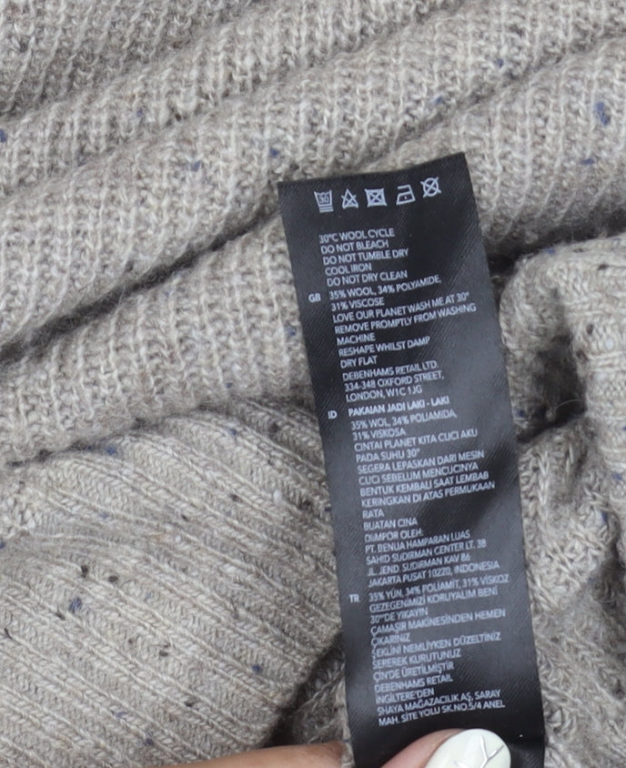 Mantaray Men's Beige Pullover Jumper, L, High Neck, 1/2 Zip