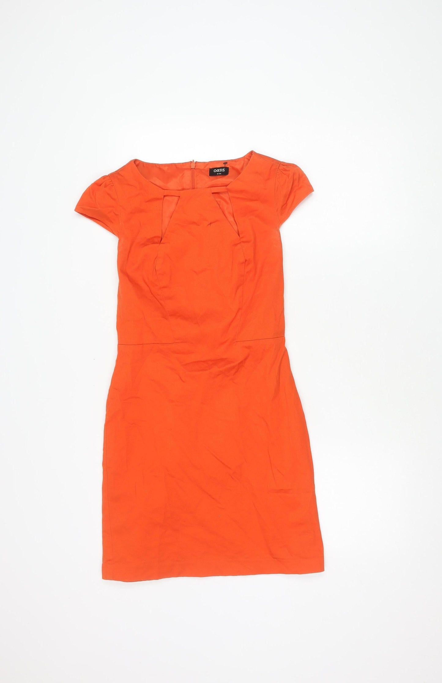 Oasis Women's Orange Dress Size 8 with Zip Detail