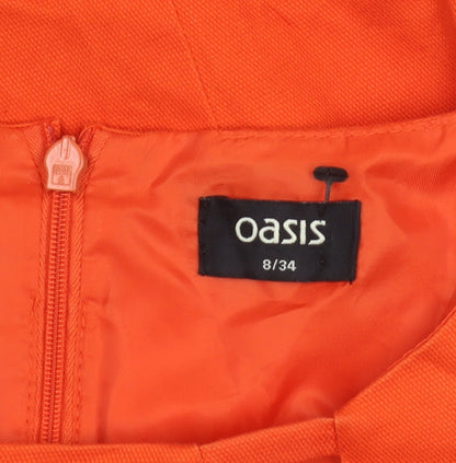 Oasis Women's Orange Dress Size 8 with Zip Detail