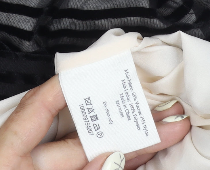 Jack Wills Women's Black Striped Velvet Skirt, Size 14