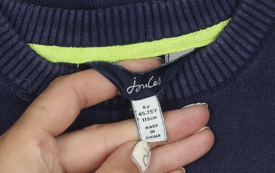 Joules Boys Blue Animal Print Crew Neck Jumper 6 Years