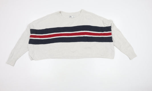 Womens UK Size S Hollister White Pullover Jumper