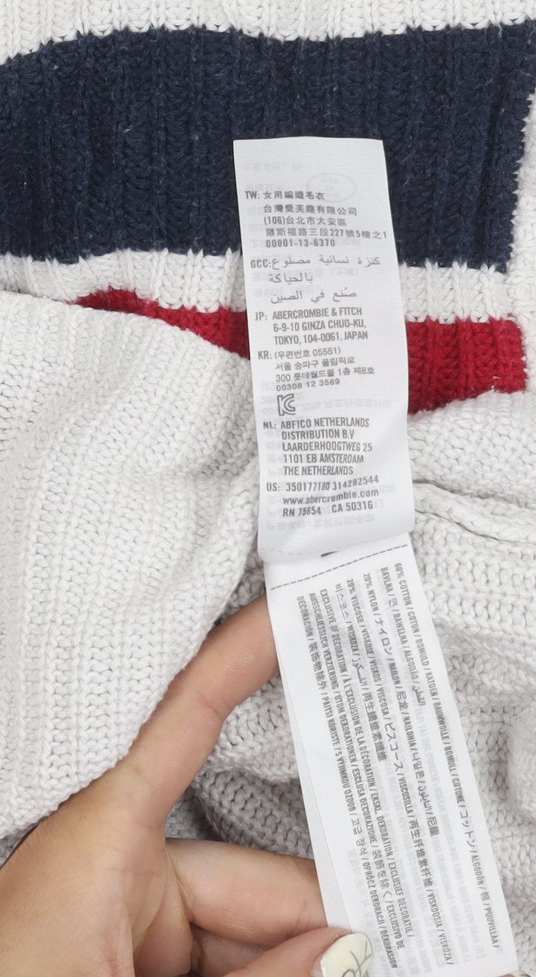 Womens UK Size S Hollister White Pullover Jumper