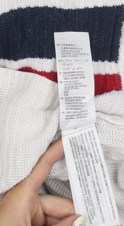 Womens UK Size S Hollister White Pullover Jumper
