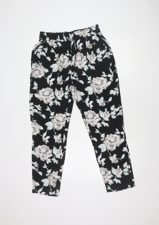 Phase Eight Womens Floral Trousers Black Size 14