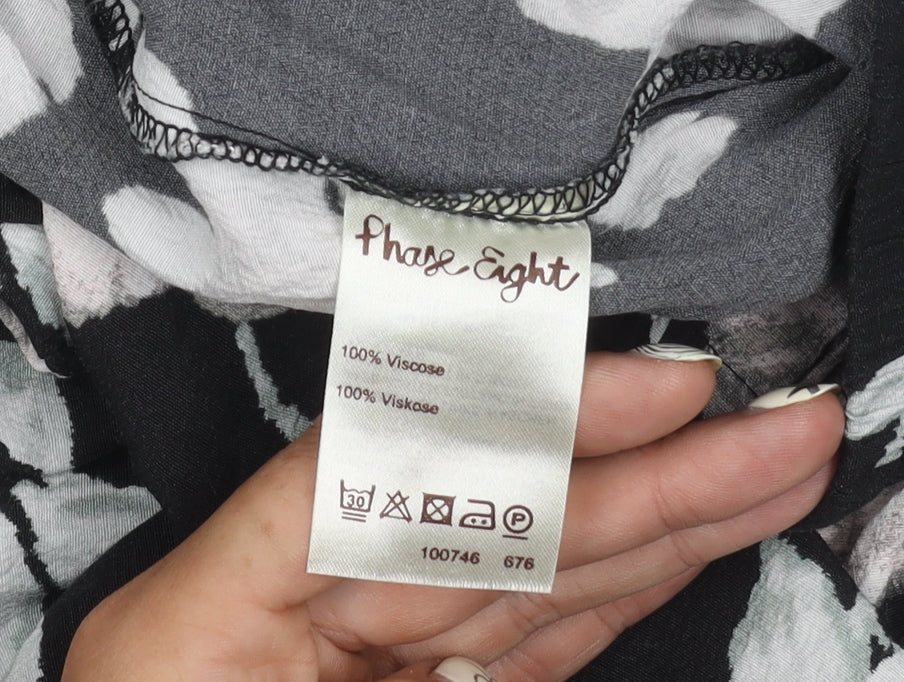 Phase Eight Womens Floral Trousers Black Size 14