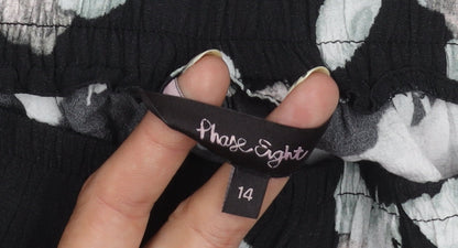 Phase Eight Womens Floral Trousers Black Size 14