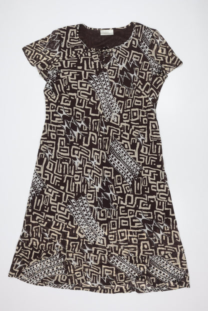 Ann Harvey Women's Brown Geometric Dress - Size 20